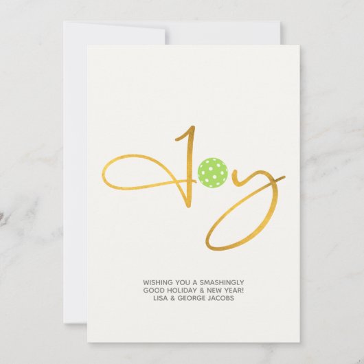 Chique Pickleball "Joy" White Christmas Foto Feestdagenkaart (Voorkant)
