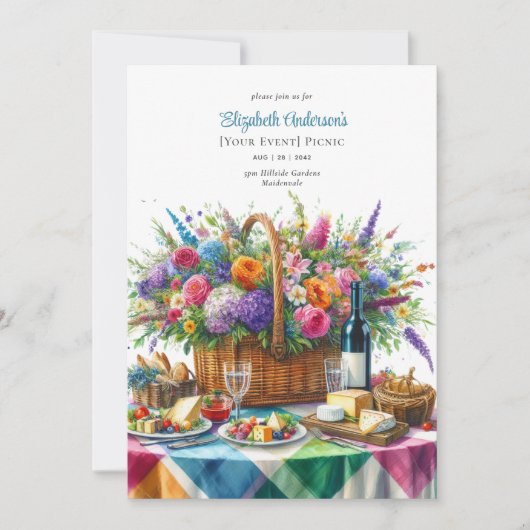 Chique Picknick Feest Verjaardag Pensioen Baby Bru Kaart (Voorkant)