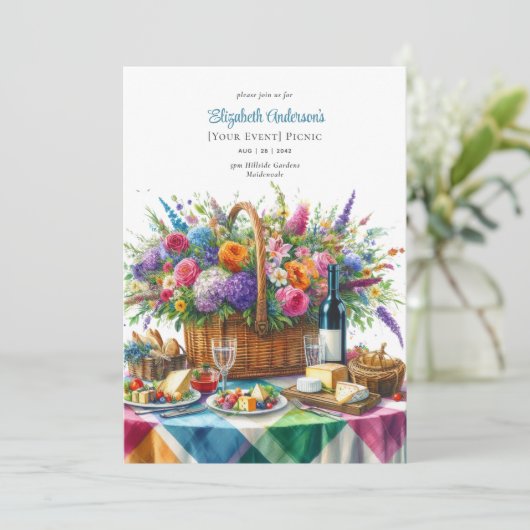 Chique Picknick Feest Verjaardag Pensioen Baby Bru Kaart (Staand voorkant)