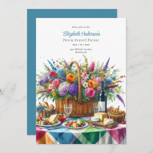 Chique Picknick Feest Verjaardag Pensioen Baby Bru Kaart (Voorkant / Achterkant)