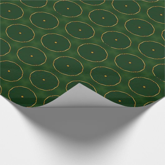 Chique Pine Groen en Goud Decoratieve Kerstmis Cadeaupapier (Hoek)