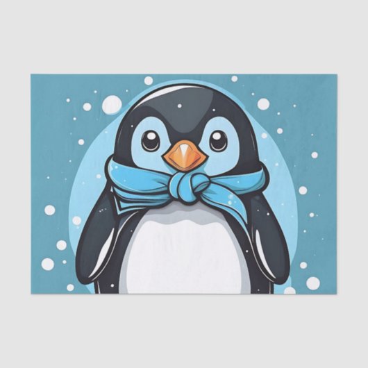 Chique Pinguïn Icy Blue Tissuepapier (Voorkant)