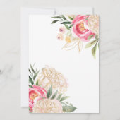 Chique Pioen Goud Bloem Bruiloft Repetitie Diner Kaart (Achterkant)