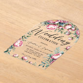 Chique pioenroos boeket in Waterverf bruiloft Acryl Uitnodigingen (Laagn)