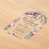 Chique pioenroos boeket in Waterverf bruiloft Acryl Uitnodigingen (Laagn)