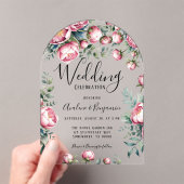 Chique pioenroos boeket in Waterverf bruiloft Acryl Uitnodigingen (Insitu (Draagbaar))