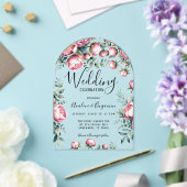 Chique pioenroos boeket in Waterverf bruiloft Acryl Uitnodigingen (Insitu (Huwelijk))