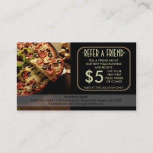 Chique pizzabedrijf verwijs een vriend kaarten visitekaartje