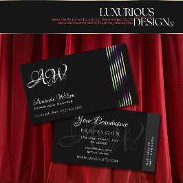 Chique Plain Zwart Kleurrijke Decor Stripes Monogr Visitekaartje