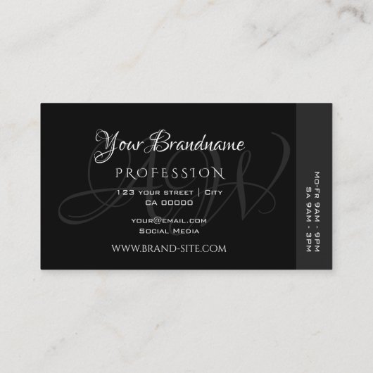 Chique Plain Zwart Kleurrijke Decor Stripes Monogr Visitekaartje (Achterkant)