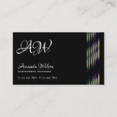 Chique Plain Zwart Kleurrijke Decor Stripes Monogr Visitekaartje (Voorkant)