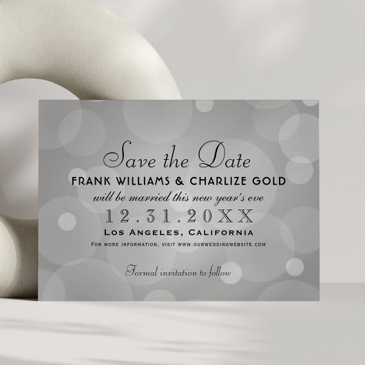 Chique Platina Grijs Champagne Bubbel Trouwfeest Save The Date