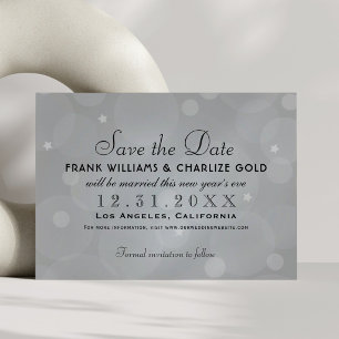 Chique Platina Grijze Bubbel Sterren Trouwjurk Save The Date