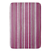Chique Plum Pink Beach Hut Stripes Art van Heva We Badmat (Voorkant Verticaal)