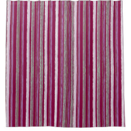 Chique Plum Pink Beach Hut Stripes Art van Heva We Douchegordijn