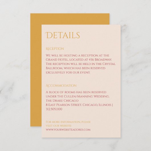 Chique poederblush en mosterd Behuizing Kaart (Voorkant / Achterkant)