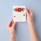 Chique Poinsettia Kerstmis Rood Goud Feest Flyer (Hand)