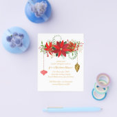 Chique Poinsettia Kerstmis Rood Goud Feest Flyer (Enkel)