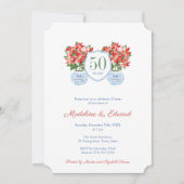 Chique Poinsettia Vakantie Huwelijksjubileum Feest Kaart (Voorkant)