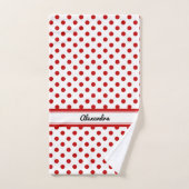 Chique polka dot rode witte achtergrond bad handdoek (Handdoek)