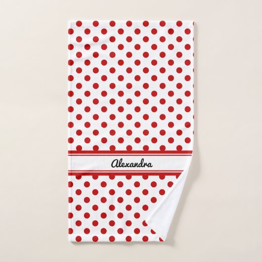 Chique polka dot rode witte achtergrond bad handdoek (Handdoek)