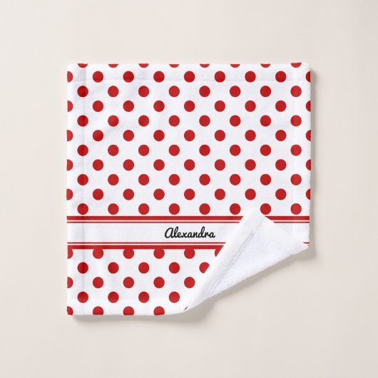 Chique polka dot rode witte achtergrond bad handdoek (Wasdoekje)