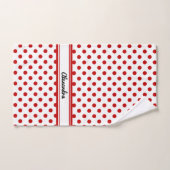 Chique polka dot rode witte achtergrond bad handdoek (Handdoek)