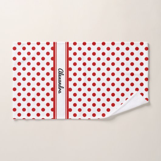 Chique polka dot rode witte achtergrond bad handdoek (Handdoek)