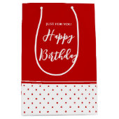 Chique polka dot rode witte achtergrond medium cadeauzakje (Voorkant)