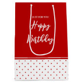 Chique polka dot rode witte achtergrond medium cadeauzakje (Achterkant)