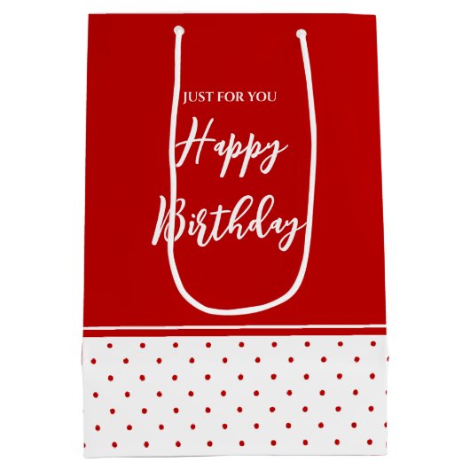 Chique polka dot rode witte achtergrond medium cadeauzakje (Achterkant)