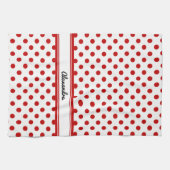 Chique polka dot rode witte achtergrond theedoek (Horizontaal)