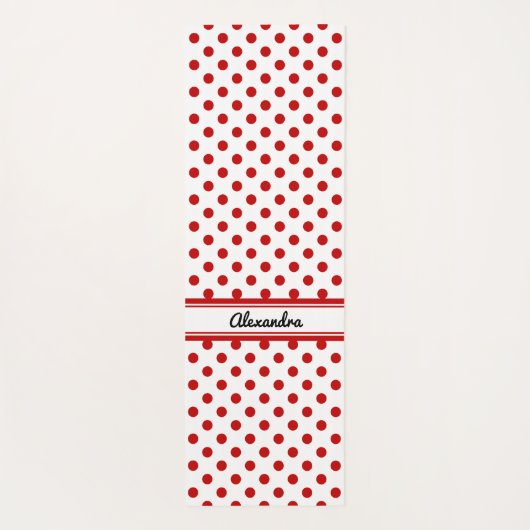 Chique polka dot rode witte achtergrond yogamat (Achterkant)
