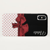 Chique Polka Dots en Bow iPhone X Hoesje (Achterkant (horizontaal))