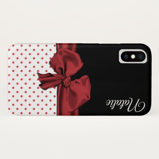Chique Polka Dots en Bow iPhone X Hoesje (Achterkant (horizontaal))