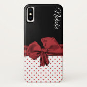 Chique Polka Dots en Bow iPhone X Hoesje (Achterkant)