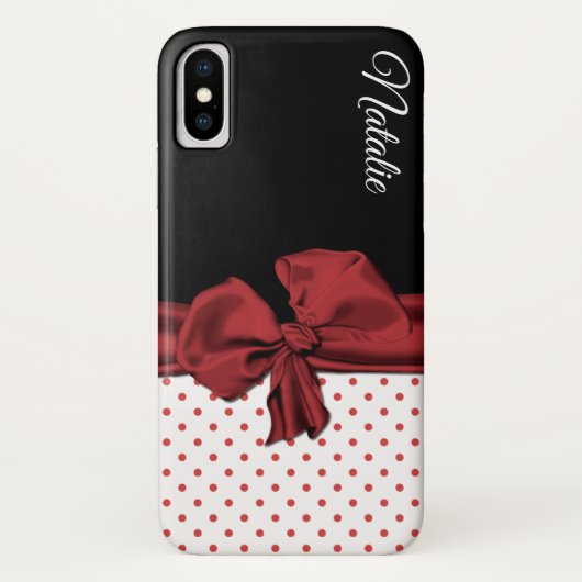 Chique Polka Dots en Bow iPhone X Hoesje (Achterkant)