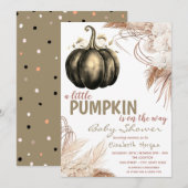 Chique pompoen bloemen pampas gras kaart (Voorkant / Achterkant)