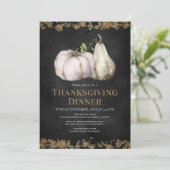 Chique pompoen zwart & gouden Thanksgiving diner Kaart (Staand voorkant)