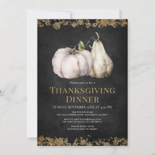 Chique pompoen zwart & gouden Thanksgiving diner Kaart