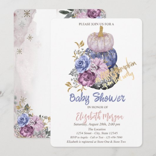 Chique Pompoenen,Bloemen Baby Shower Kaart (Voorkant / Achterkant)