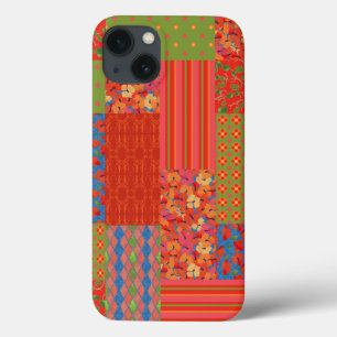 Chique Poppies Faux-patchwork Hoesje-Mate iPad Cas iPhone 13 Hoesje