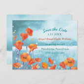 Chique Poppy Bruiloft Bewaar de Datum Aankondigingskaart (Voorkant / Achterkant)