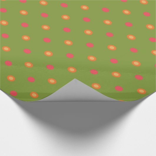 Chique Poppy Kleuren Polka Dots Roll van Giftwrap Cadeaupapier (Hoek)