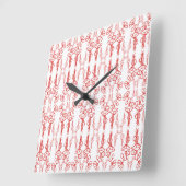 Chique Poppy Outline Rood op Witte Vierkante Wandk Vierkante Klok (Hoek)