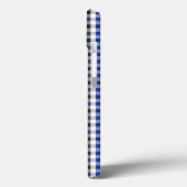 chique preppy blauwe zwarte gingham patroon monogr Case-Mate iPhone case (Achterkant / Links)