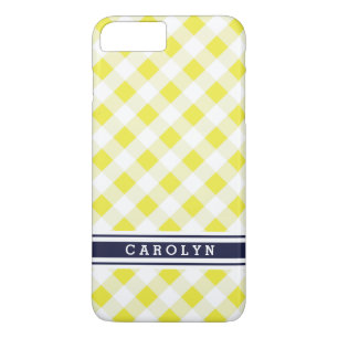 chique preppy gele marine gestreepte ruit motief m iPhone 8/7 plus hoesje