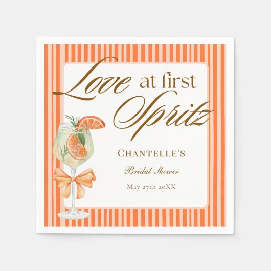 Chique Preppy Liefde Op Het Eerste Spritz Bruidsfe Servet (Voorkant)