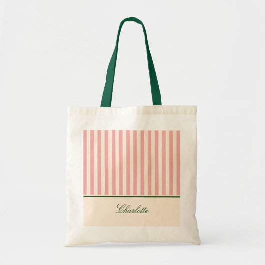 Chique Preppy Pastel Roze Streep Tote Bag (Voorkant)
