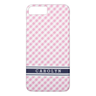 chique preppy roze marine gestreepte ruitpatroon m Case-Mate iPhone case
